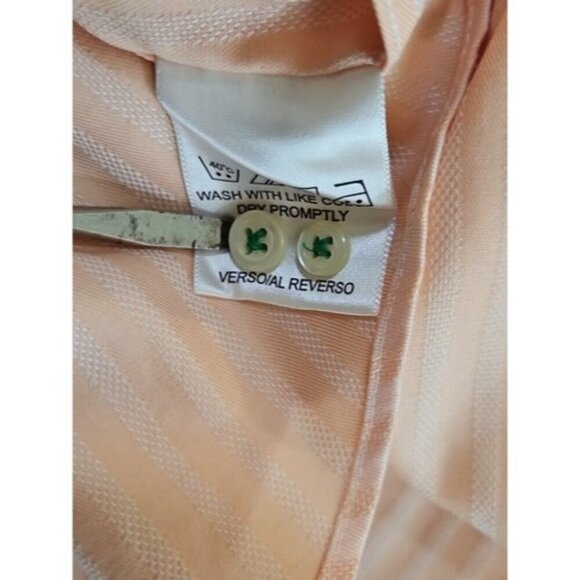 Tommy Hilfiger Dress Shirt Men's 17 1/2 32-33 XL Peach Herringbone Long Sleeve - Picture 13 of 14